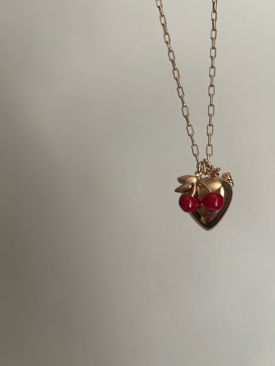 Tory Burch Accessories - Tory Burch Gold Heart Necklace with Red Cherry Accent
